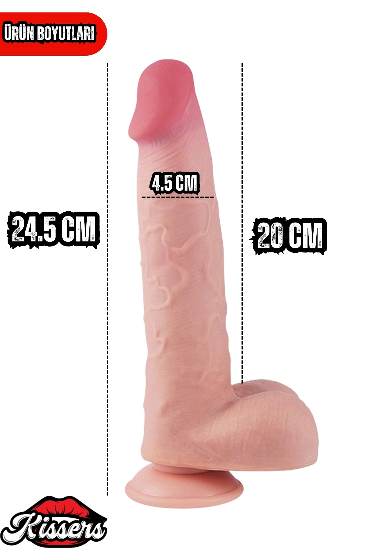 Kablolu Kumandalı Vantuzlu Güçlü Titreşimli Gerçekçi Yapay Penis Realistik Dokuda Dildo 24.5 cm