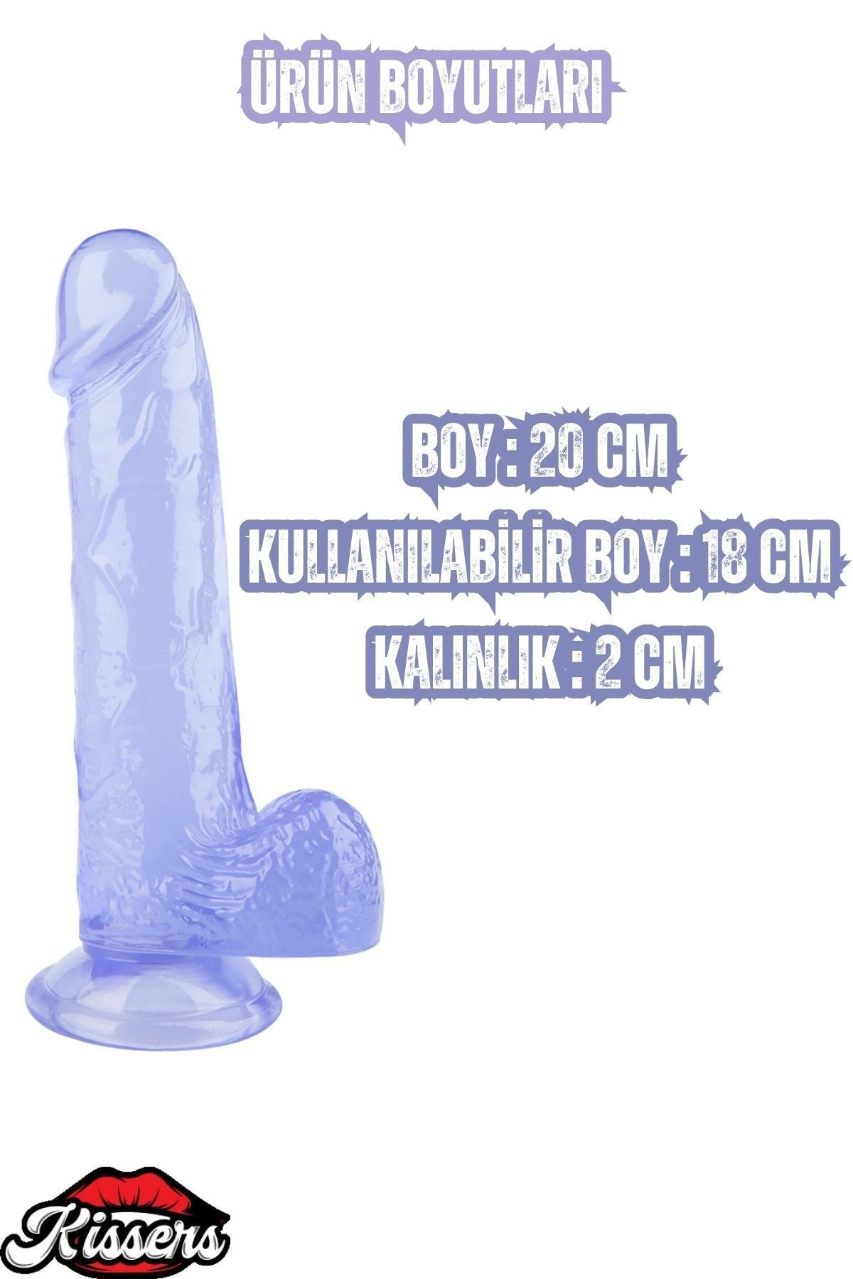 Ultra Realistik Damarlı Bükülebilir Vantuzlanabilir Jel Dokusunda Mor Dildo Penis 20 Cm