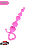 Sweety Kalp Şekilli Silikon Anal Plug 18,5 cm Pembe Boğumlu Kademeli Tasarım