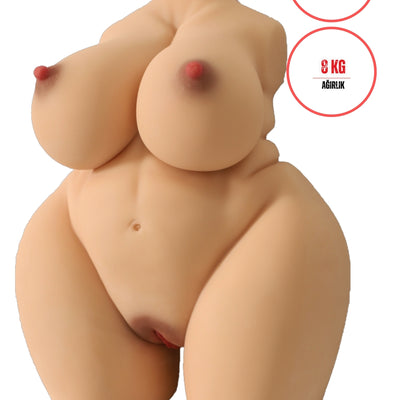 10 Farklı Titreşim Anal Vajinal Isıtmalı 8 Kg 40 cm Melez Sex Doll Realistik Manken
