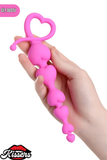 Sweety Kalp Şekilli Silikon Anal Plug 18,5 cm Pembe Boğumlu Kademeli Tasarım