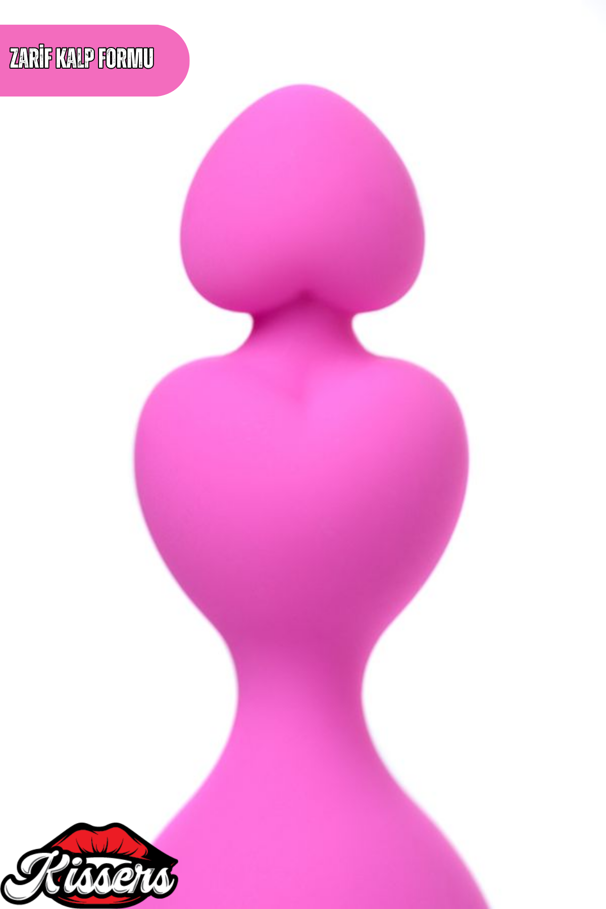 Sweety Kalp Şekilli Silikon Anal Plug 18,5 cm Pembe Boğumlu Kademeli Tasarım