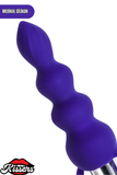 Titreşimli Silikon Anal Plug 14 cm Mor 10 Modlu Boğumlu Medikal Silikon