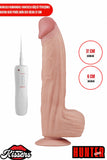 Kablolu Kumandalı Vantuzlu Güçlü Titreşimli Kayar Deri Penis Skin Dev Dildo 31 cm