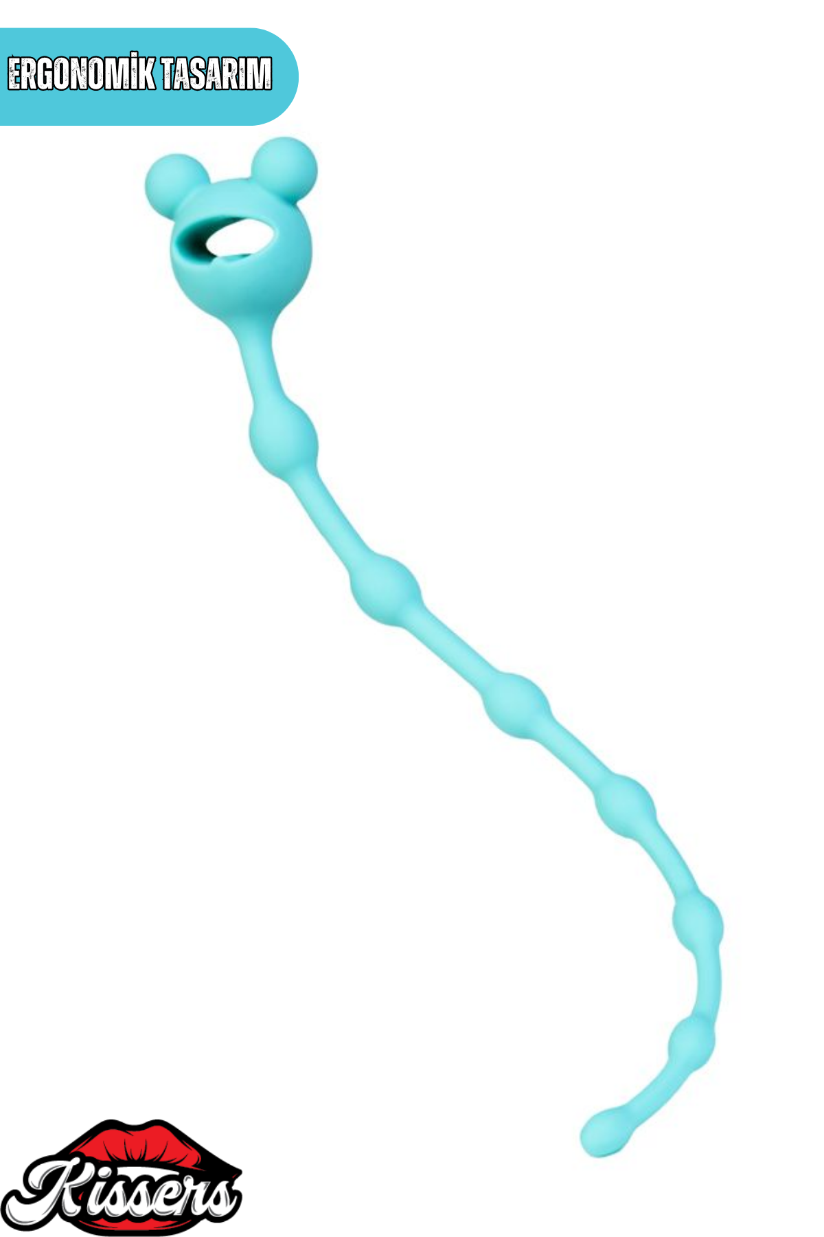 Froggy Zincir Şeklinde Silikon Anal Plug 27,5 cm Mint Mavi Uzun Tasarım