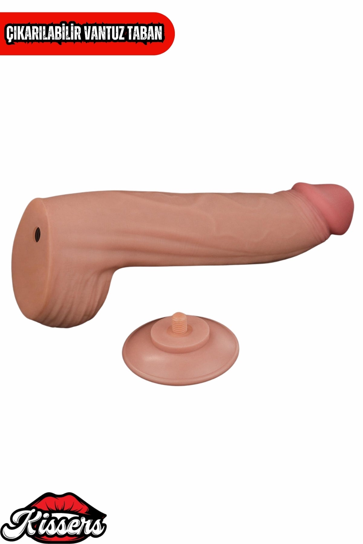 Kablolu Kumandalı Vantuzlu Güçlü Titreşimli Kayar Deri Penis Skin Dev Dildo 31 cm