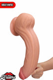 Kablolu Kumandalı Vantuzlu Güçlü Titreşimli Kayar Deri Penis Skin Dev Dildo 31 cm