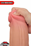 Kablolu Kumandalı Vantuzlu Güçlü Titreşimli Kayar Deri Penis Skin Dev Dildo 31 cm