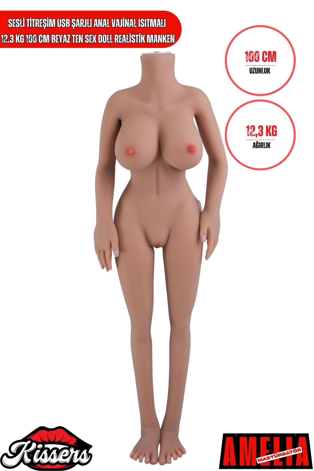 Sesli Titreşim Usb Şarjlı Anal Vajinal Isıtmalı 12.3 Kg 100 cm Beyaz Ten Sex Doll Realistik Manken