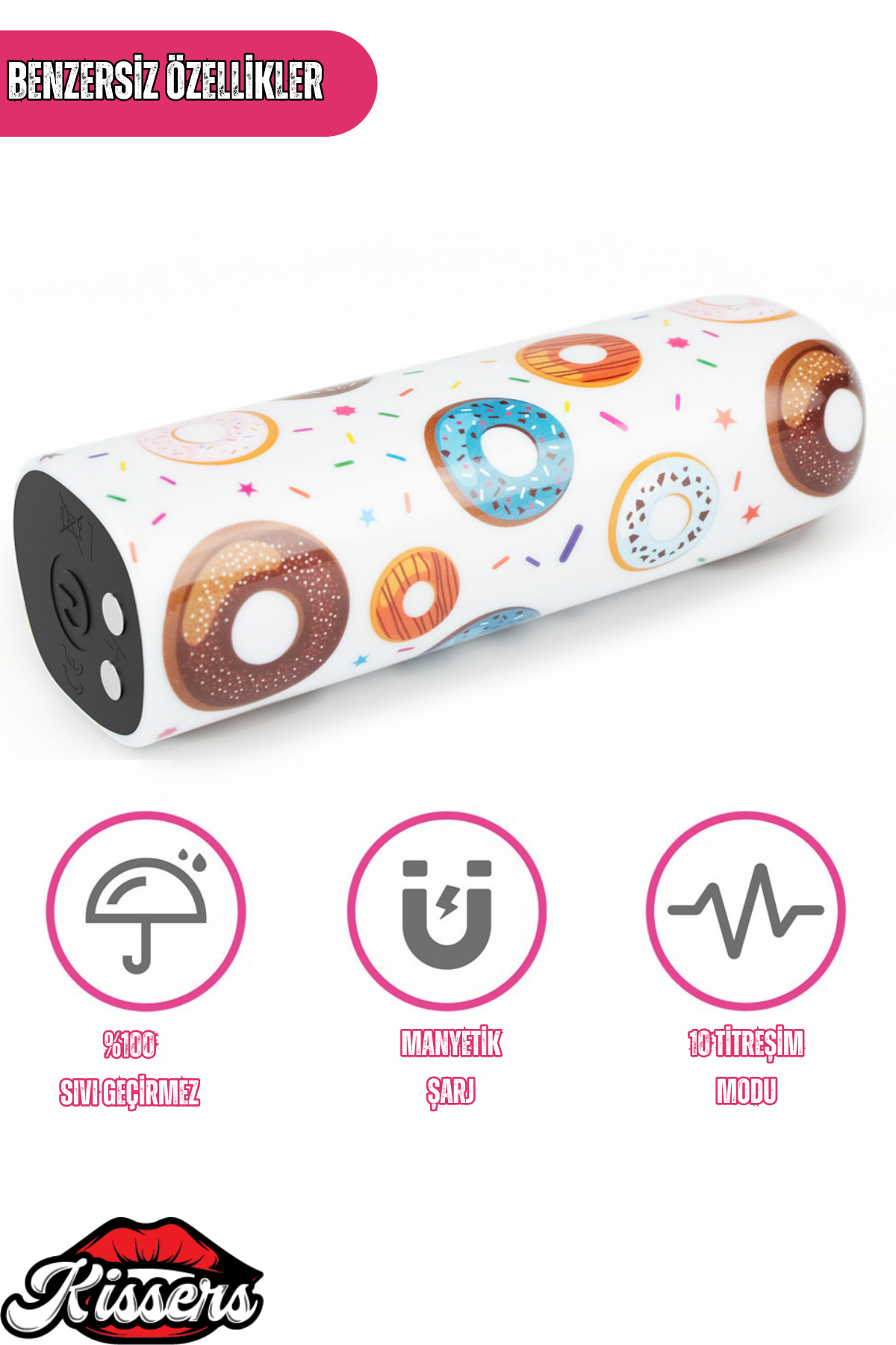 Lovetoy Donut Desenli Şarjlı Mini Vibratör Giyilebilir Güçlü Titreşimli Su Geçirmez Masaj Cihazı