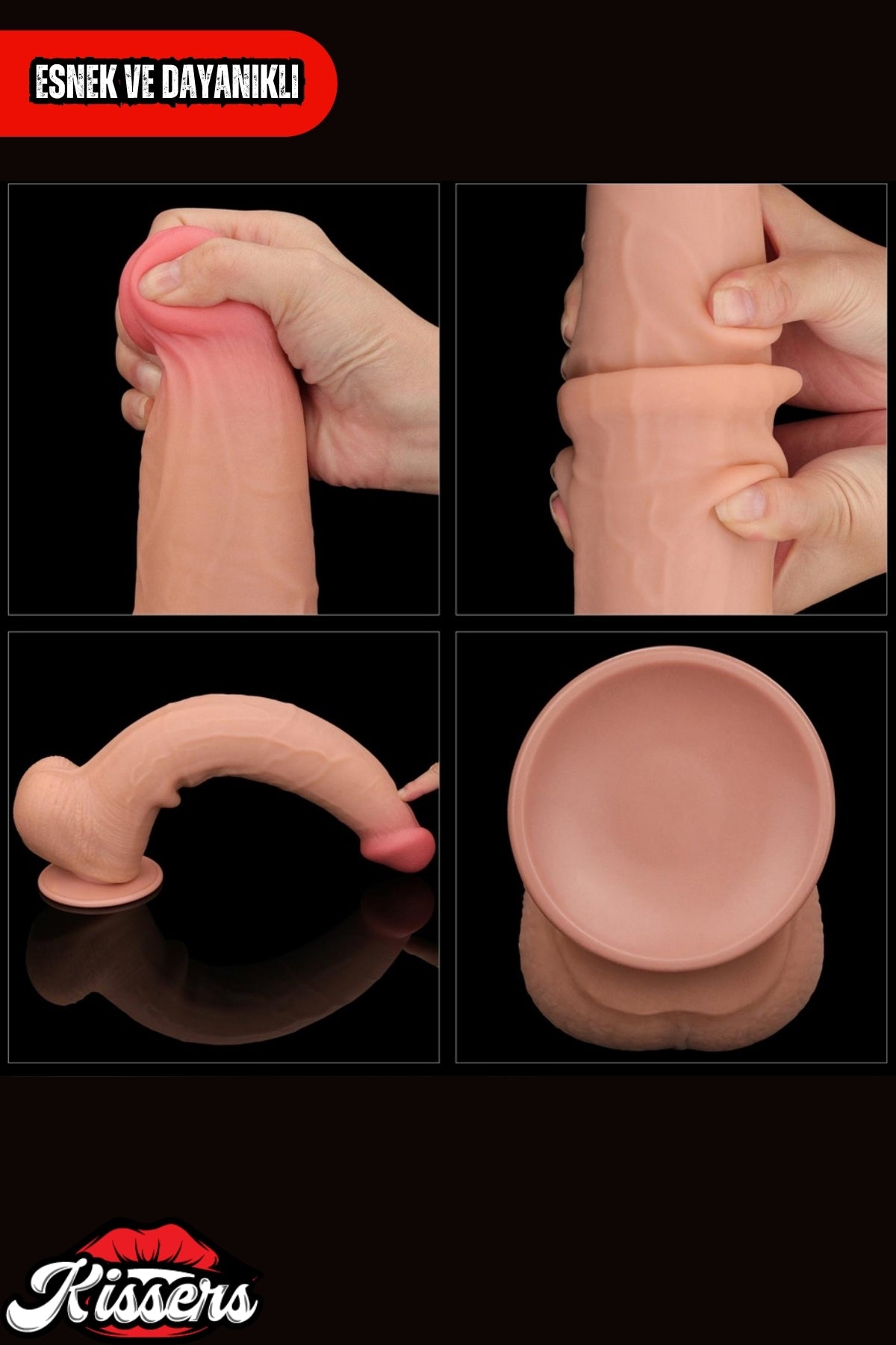 Kablolu Kumandalı Vantuzlu Güçlü Titreşimli Kayar Deri Penis Skin 35 cm