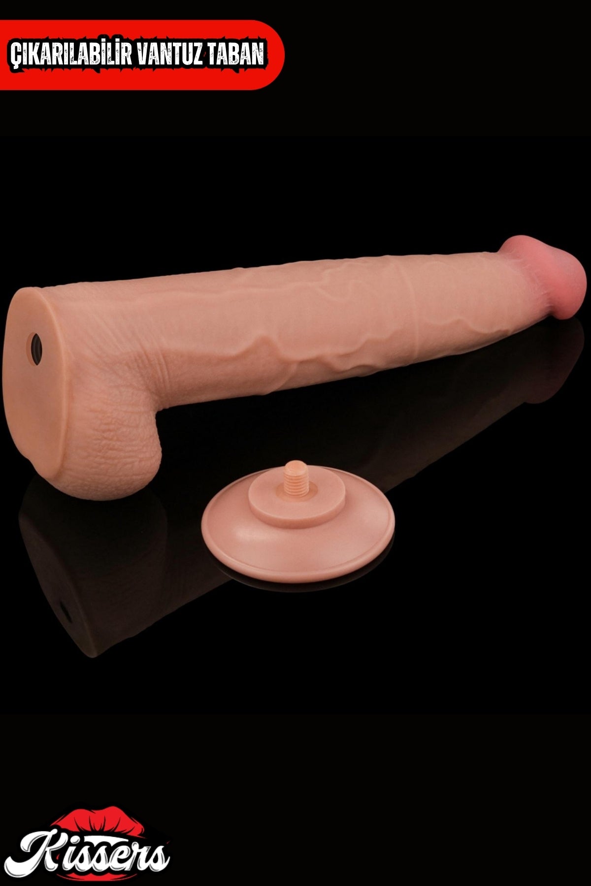 Kablolu Kumandalı Vantuzlu Güçlü Titreşimli Kayar Deri Penis Skin 35 cm