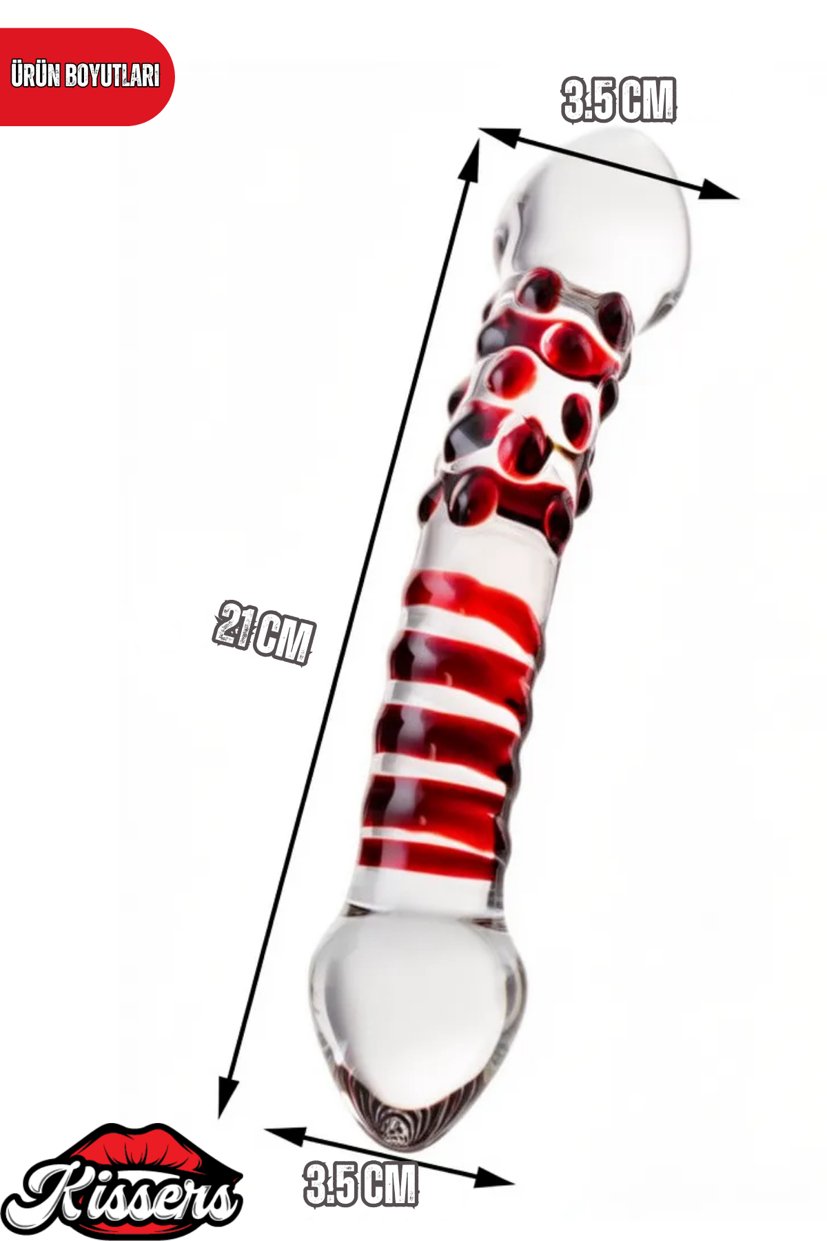 Kırılmaz Şeffaf Desenli Tırtıklı Düz Cam Dildo 21 Cm G Noktası Uyumlu Su Geçirmez Cam Masaj Ürünü