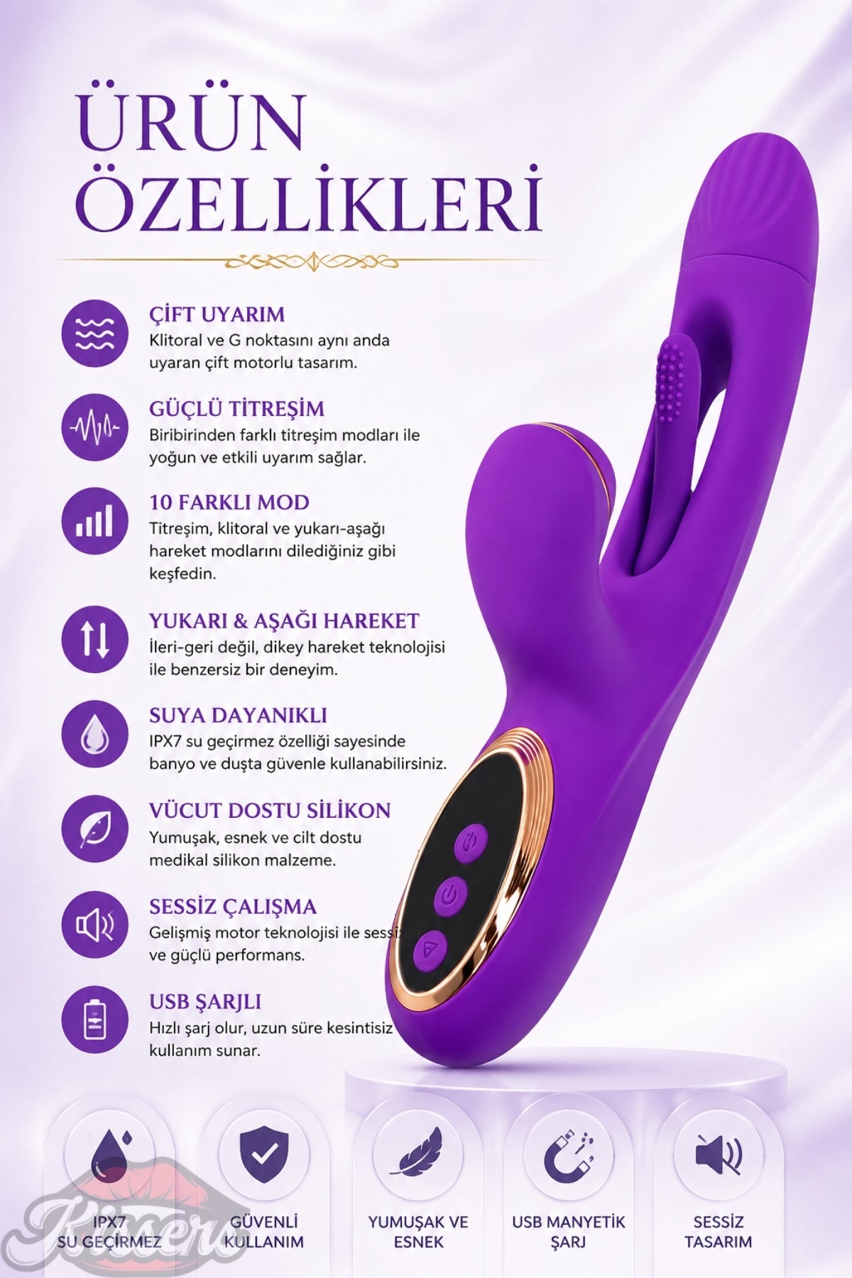 Jos Pıttı Dil Çırpmalı Vakumlu Titreşimli Mor Vibratör