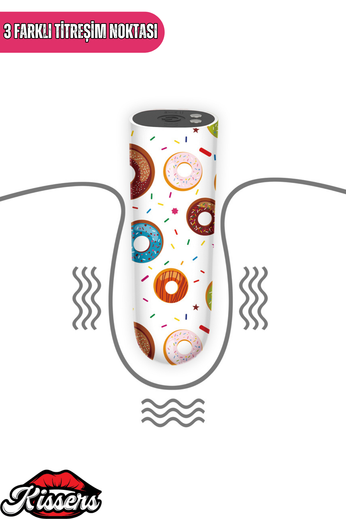 Lovetoy Donut Desenli Şarjlı Mini Vibratör Giyilebilir Güçlü Titreşimli Su Geçirmez Masaj Cihazı