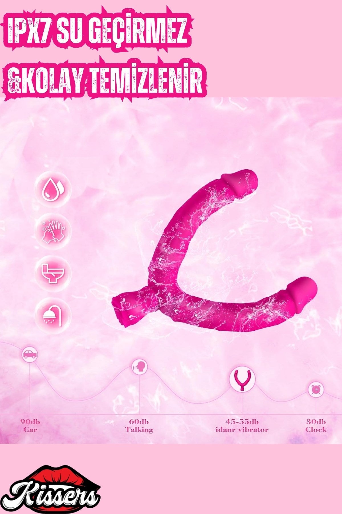 Çift Taraflı Güçlü Titreşimli Yumuşak Esnek Yapıda Çiftlere Özel Yapay Lezbiyen Penis Vibratör