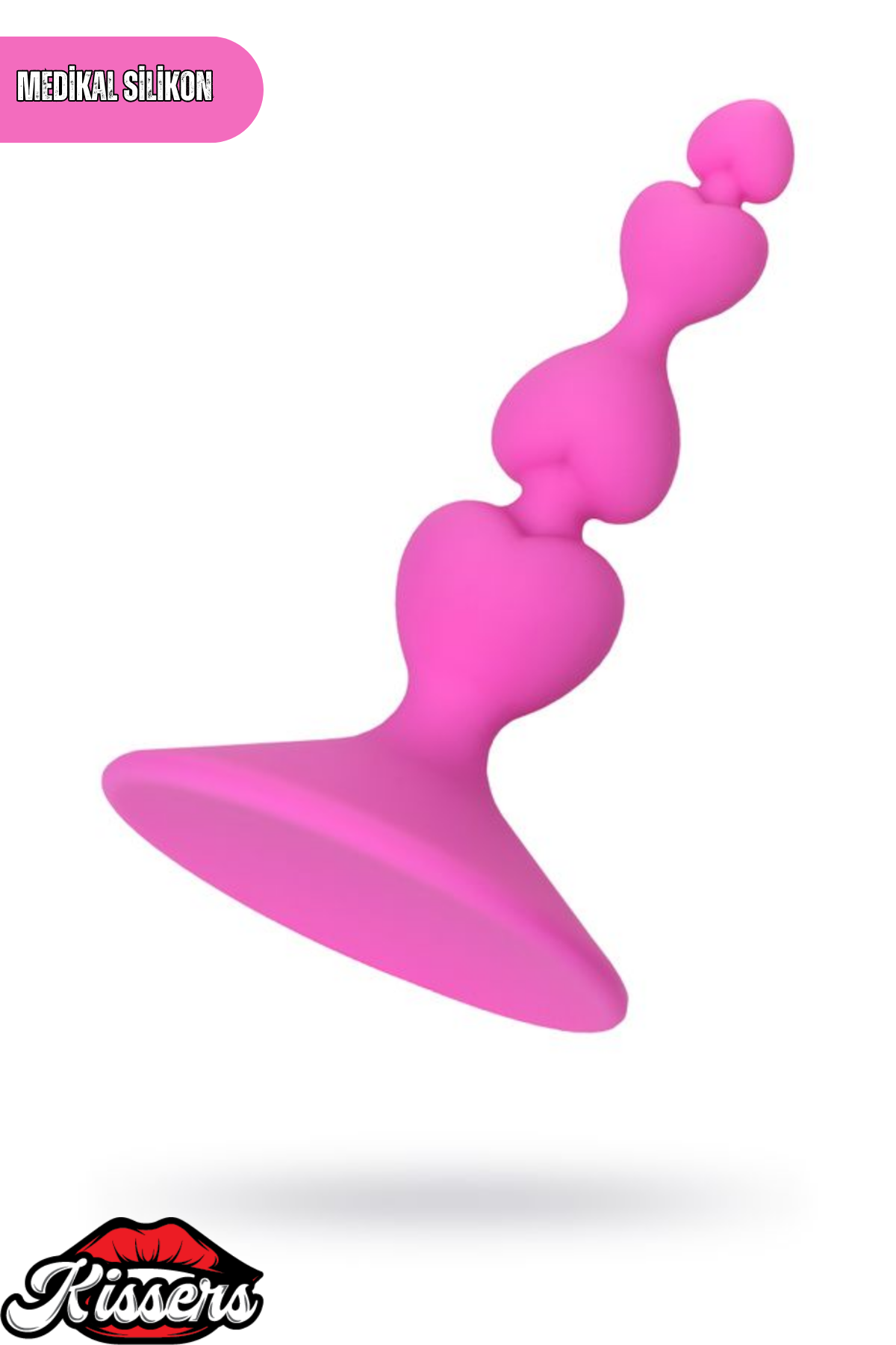 Loverty Vantuzlu Kalpli Silikon Anal Plug 8 cm Pembe Boğumlu Tasarım