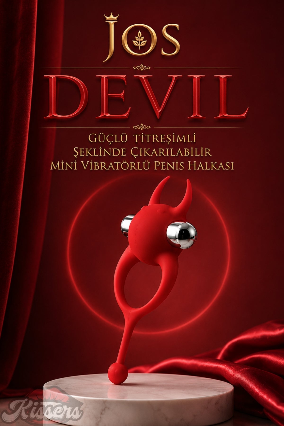 Jos Devil Güçlü Titreşimli Şeklinde Çıkarılabilir Mini Vibratörlü Penis Halkesı