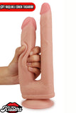 Çift Taraflı Hareketli Kayar deri Çift Katmanlı Realistik Vibratör Dildo Ultra Yumuşak Gerçekçi Titreşimli Yapay Penis