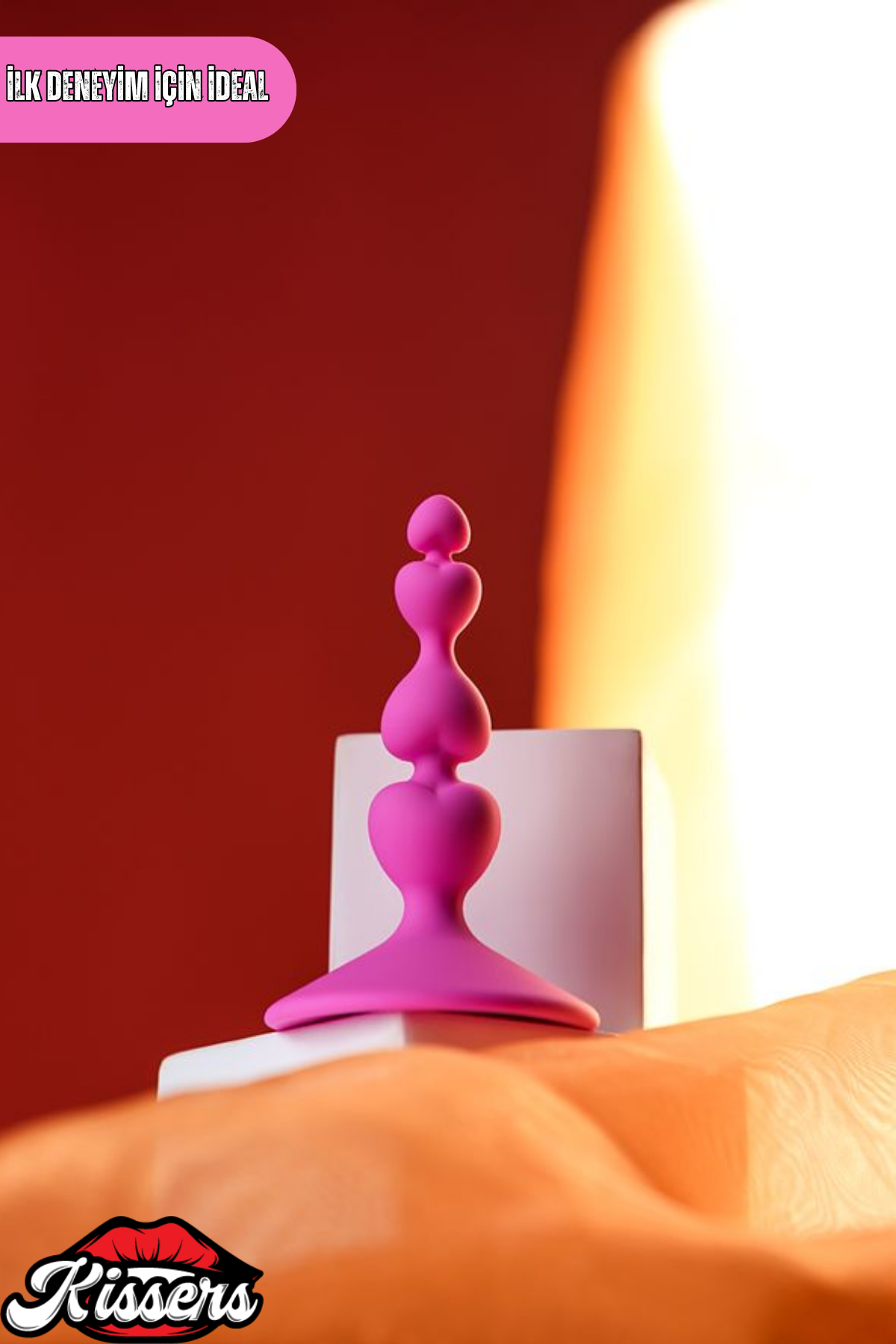 Loverty Vantuzlu Kalpli Silikon Anal Plug 8 cm Pembe Boğumlu Tasarım