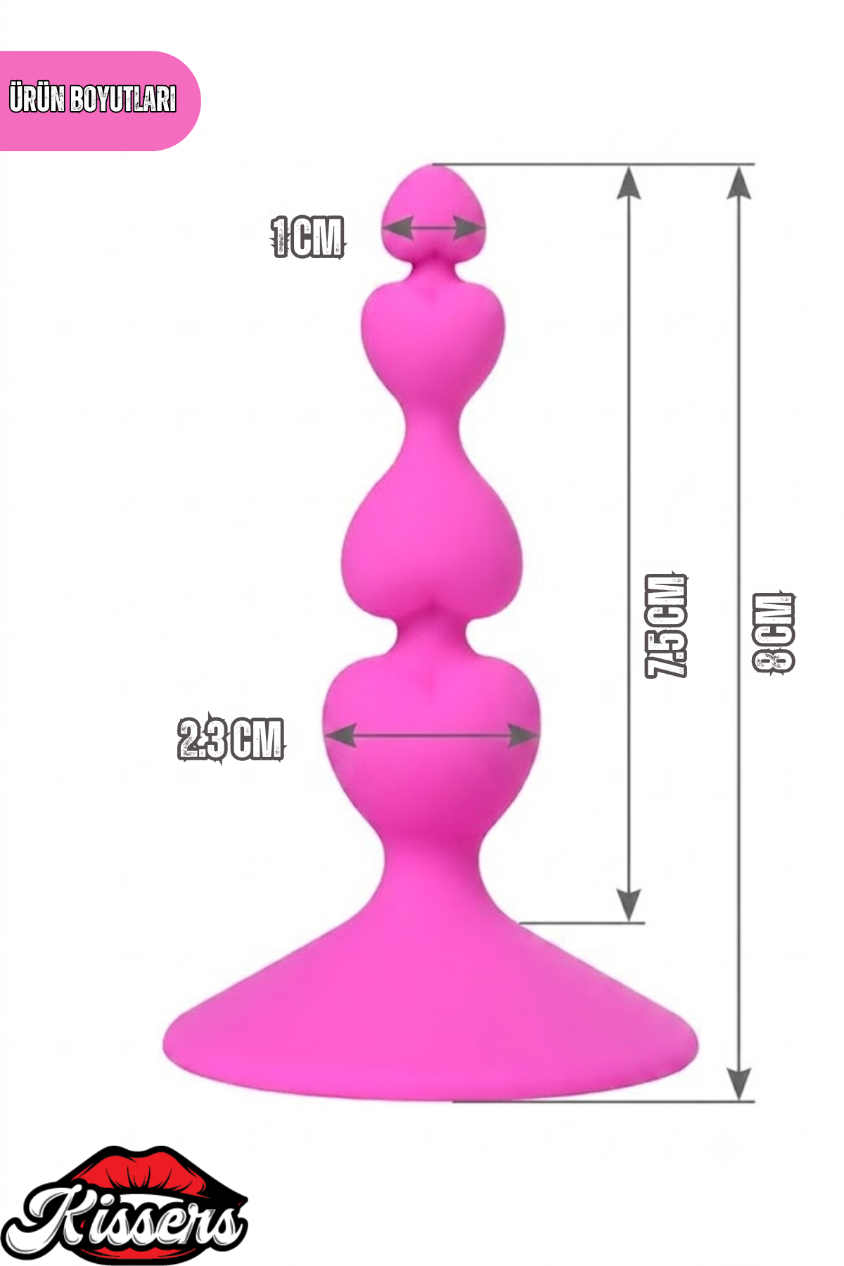 Loverty Vantuzlu Kalpli Silikon Anal Plug 8 cm Pembe Boğumlu Tasarım