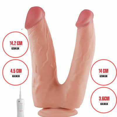 Çift Taraflı Hareketli Kayar deri Çift Katmanlı Realistik Vibratör Dildo Ultra Yumuşak Gerçekçi Titreşimli Yapay Penis