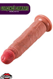 Ultra Yumuşak Damarlı Doku Çift Katmanlı Silikon Gerçekçi Testissiz Dildo Penis 22 Cm Hardry