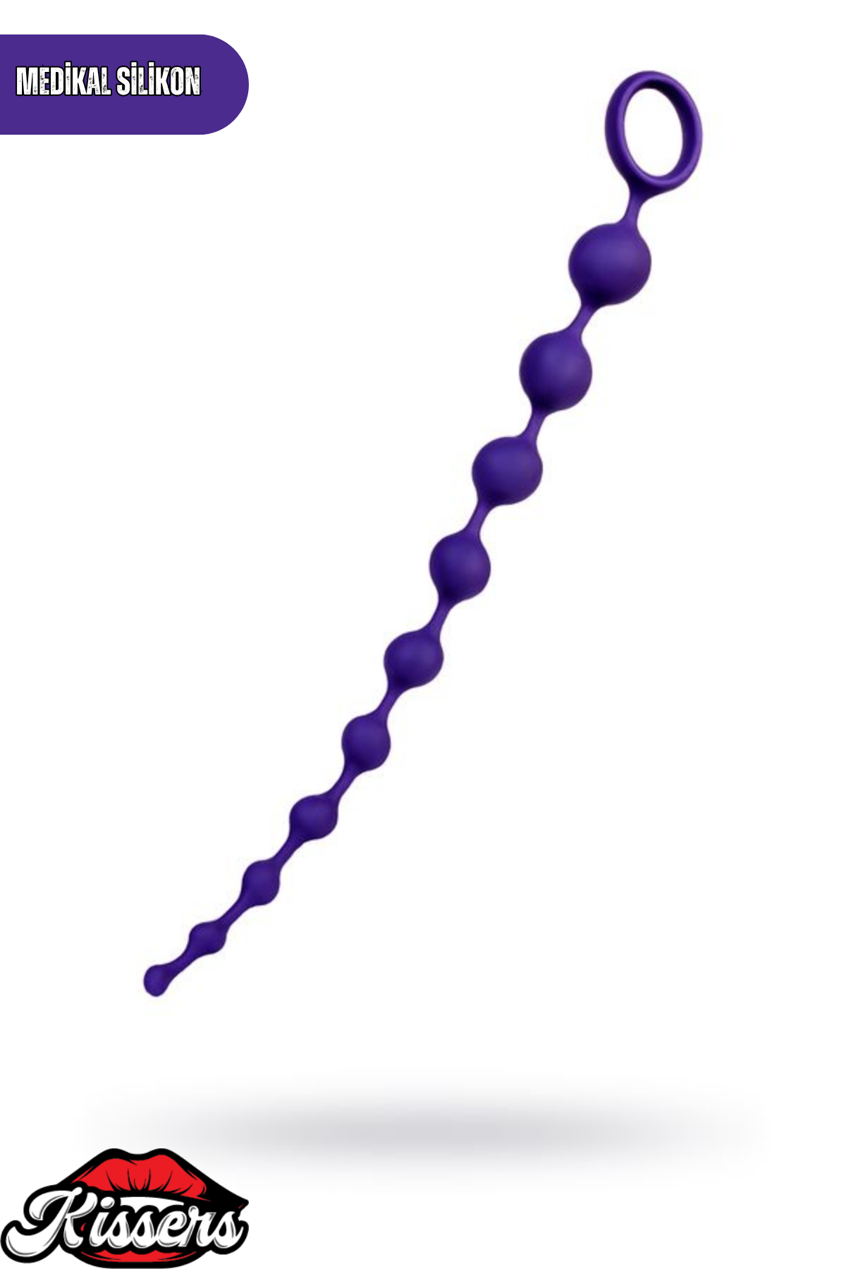 Grape Zincir Şeklinde Silikon Anal Plug 35 cm Mor Tutamaçlı Kademeli Tasarım