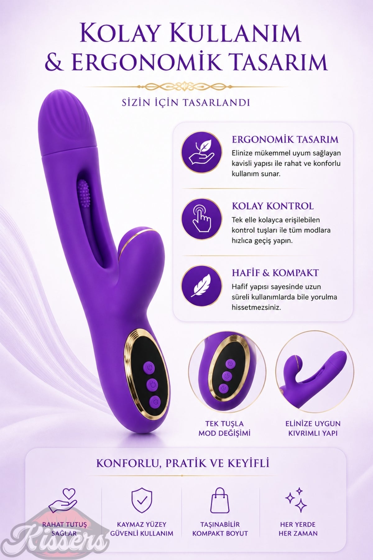Jos Pıttı Dil Çırpmalı Vakumlu Titreşimli Mor Vibratör