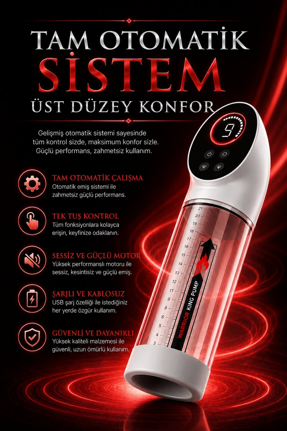 Automatic MXL 2 Ekstra Büyük Hazneli Emiş Modlu Dijital Ekranlı Profesyonel Otomatik Penis Pompası