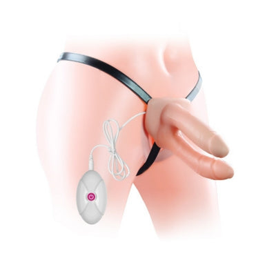 Strap On Belden Bağlamalı Çift Taraflı Titreşimli Penis Dildo 13 Cm