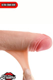 Çift Taraflı Hareketli Kayar deri Çift Katmanlı Realistik Vibratör Dildo Ultra Yumuşak Gerçekçi Titreşimli Yapay Penis