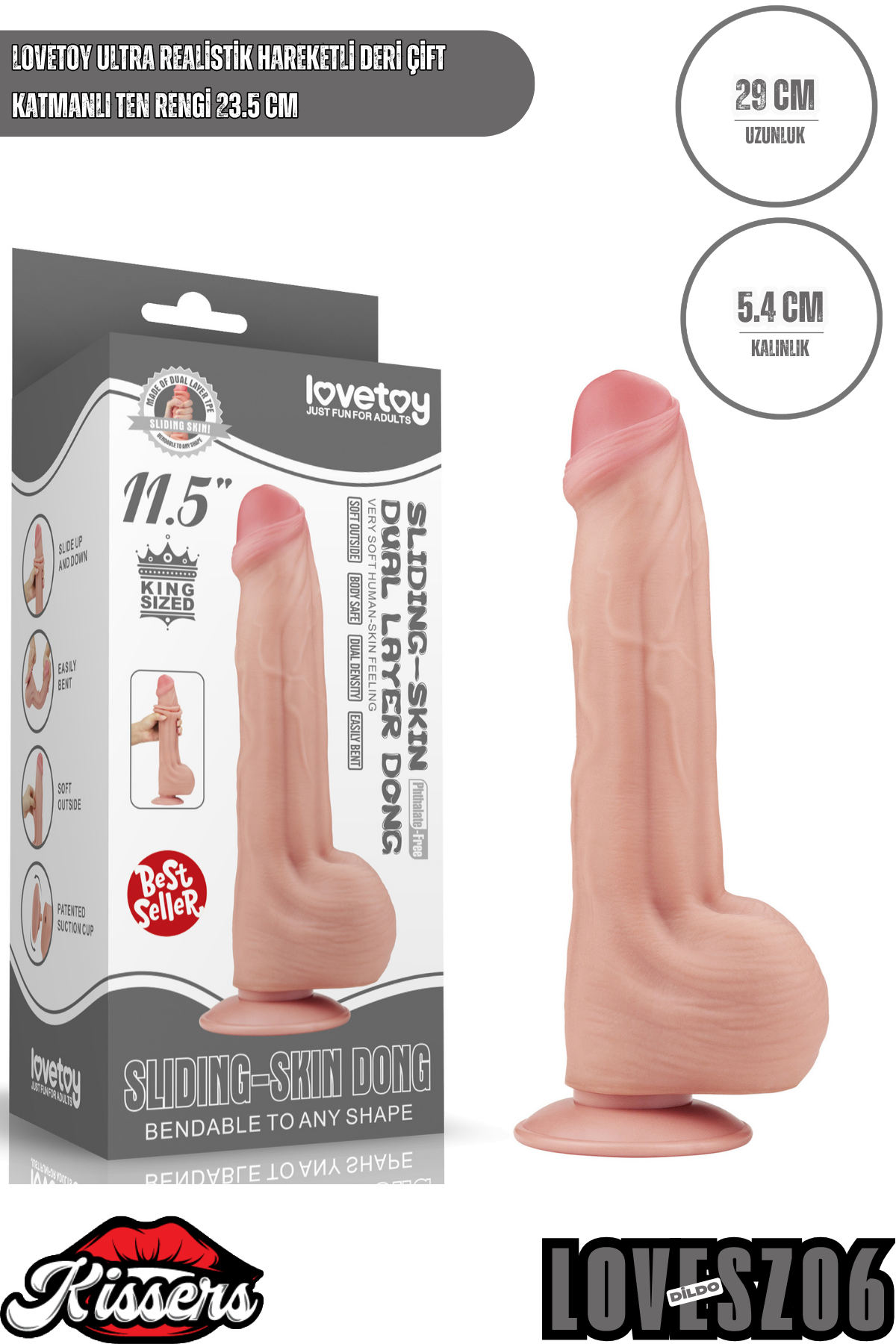Lovetoy Ultra Realistik Hareketli Deri Çift Katmanlı Ten Rengi 23.5 cm