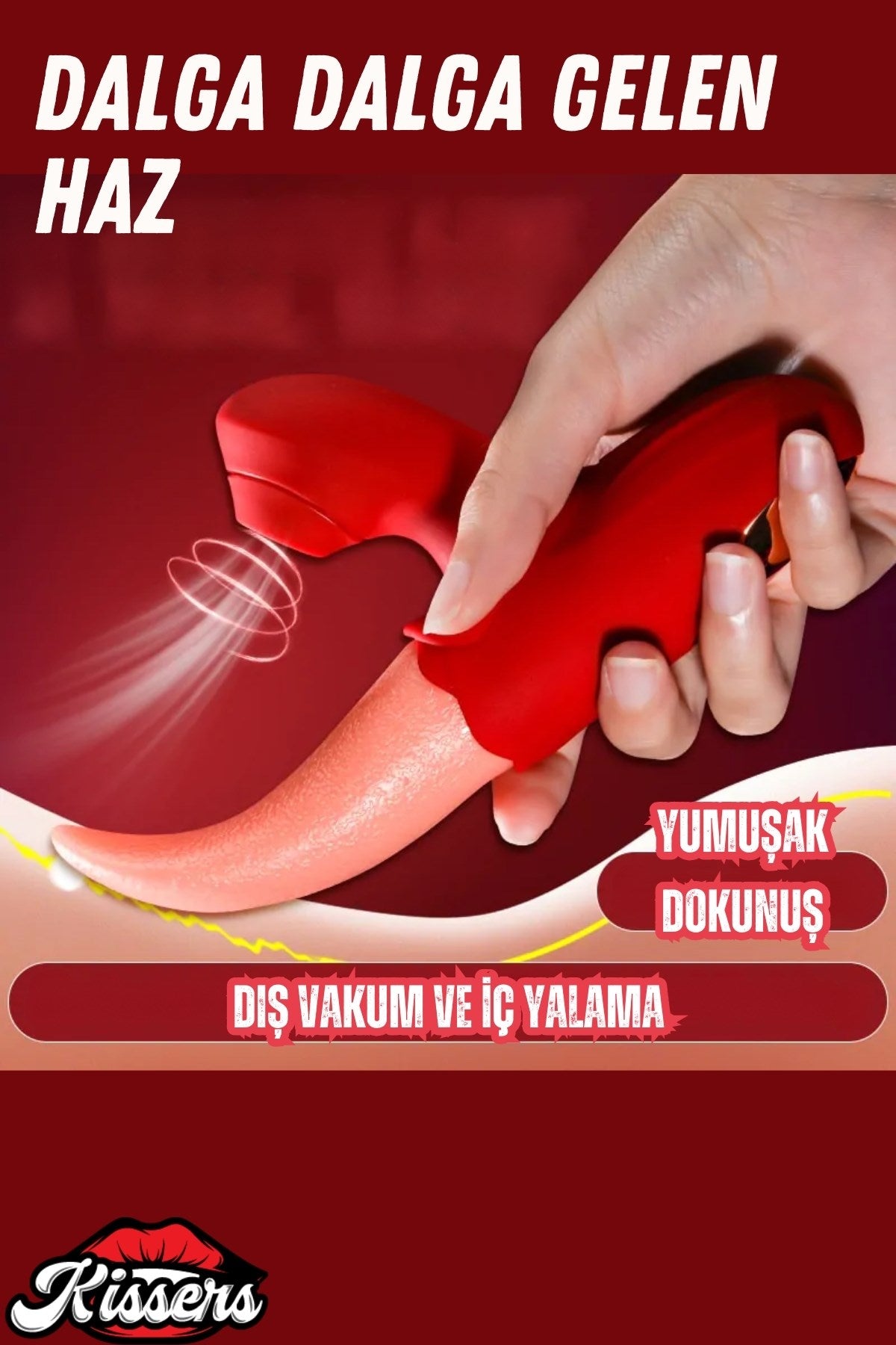 Aşağı Yukarı Dil Hareketli Vakumlu Titreşimli G Noktası Ve Klitoris Uyarıcılı Vibratör