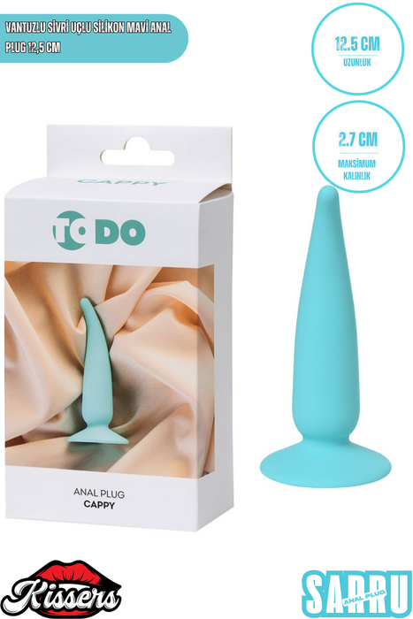 Sarru Vantuzlu Silikon Anal Plug 12,5 cm Mint Mavi Sivri Uçlu Tasarım