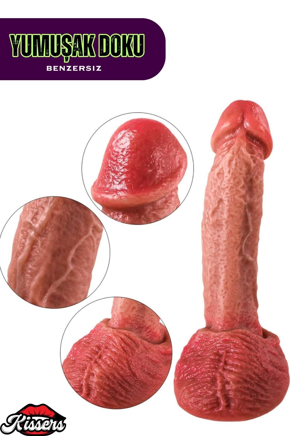 Ultra Yumuşak Damarlı Özel Doku Çift Katmanlı Silikon Gerçekçi Testisli Dildo Penis Luke 20 Cm