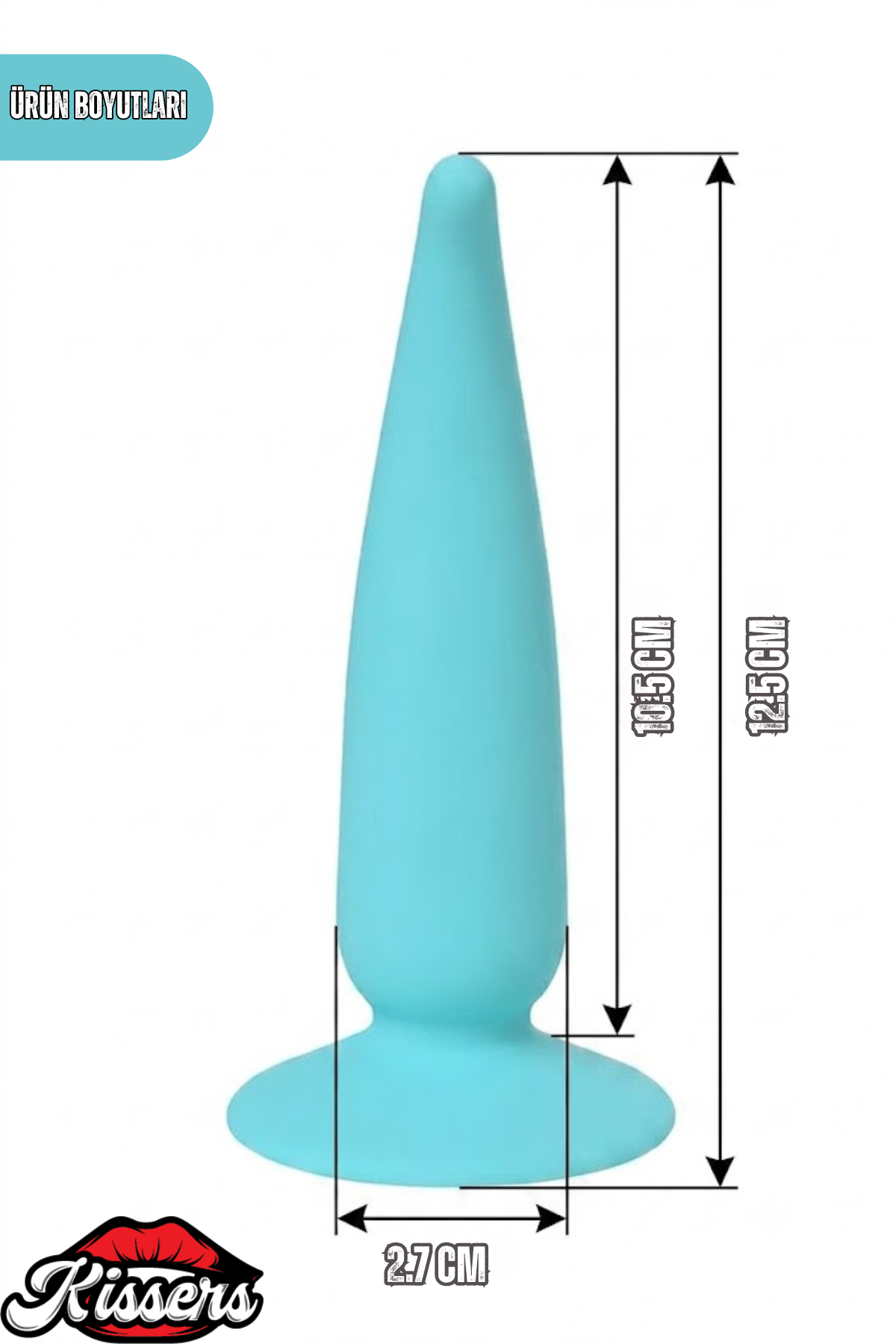Sarru Vantuzlu Silikon Anal Plug 12,5 cm Mint Mavi Sivri Uçlu Tasarım