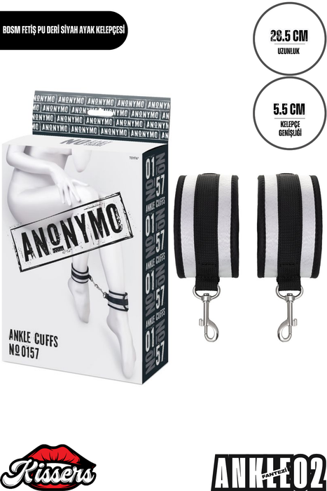BDSM Fetiş Siyah PU Deri Ayak Kelepçesi Ayarlanabilir Gümüş Detaylı