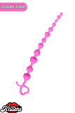 Long Sweety Kalp Şekilli Silikon Anal Plug 34 cm Pembe Kademeli Boğumlu Tasarım