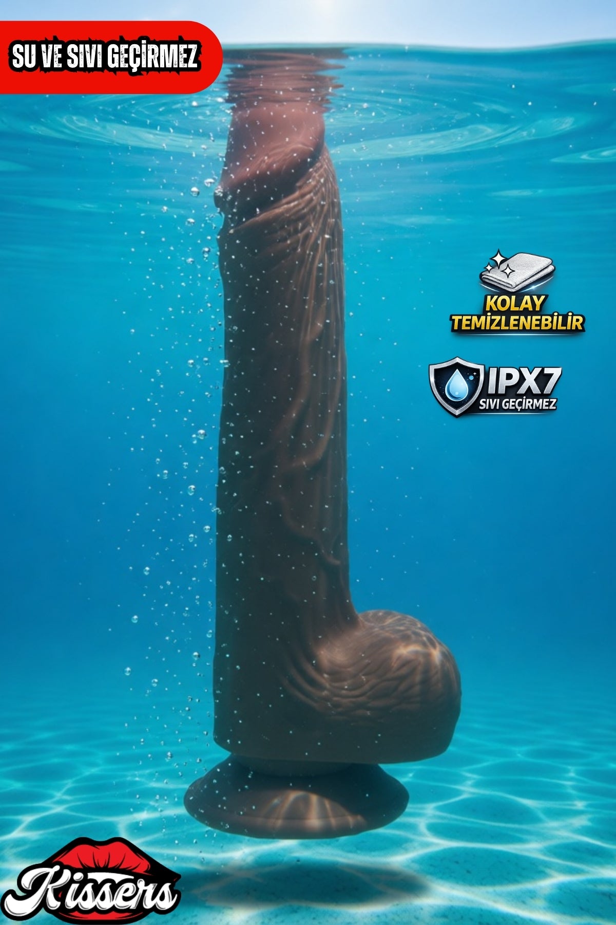 Kablolu Kumandalı Vantuzlu Güç Titreşimli Kayar Deri Melez Penis Dildo 20 cm