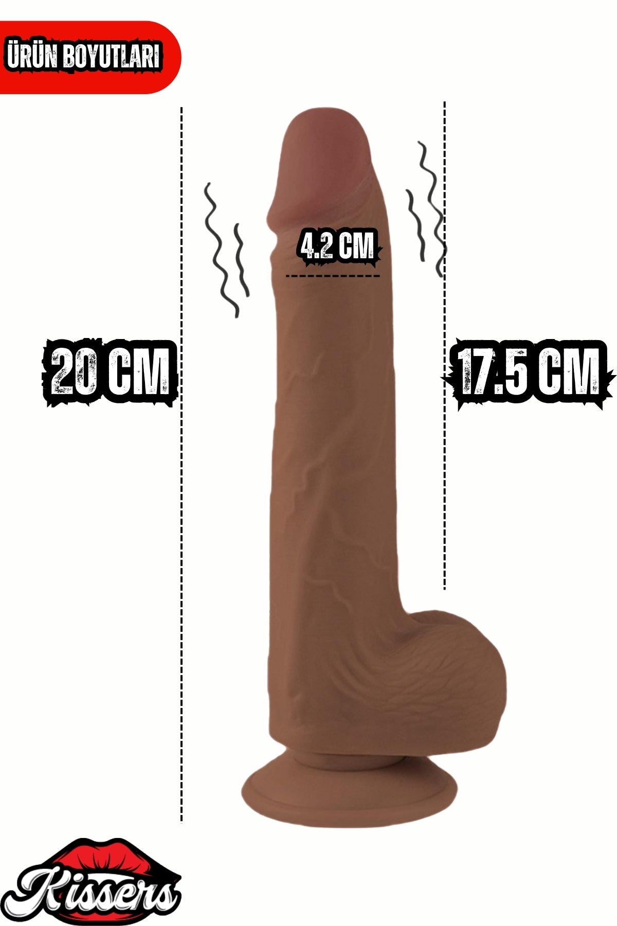 Kablolu Kumandalı Vantuzlu Güç Titreşimli Kayar Deri Melez Penis Dildo 20 cm