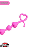 Long Sweety Kalp Şekilli Silikon Anal Plug 34 cm Pembe Kademeli Boğumlu Tasarım