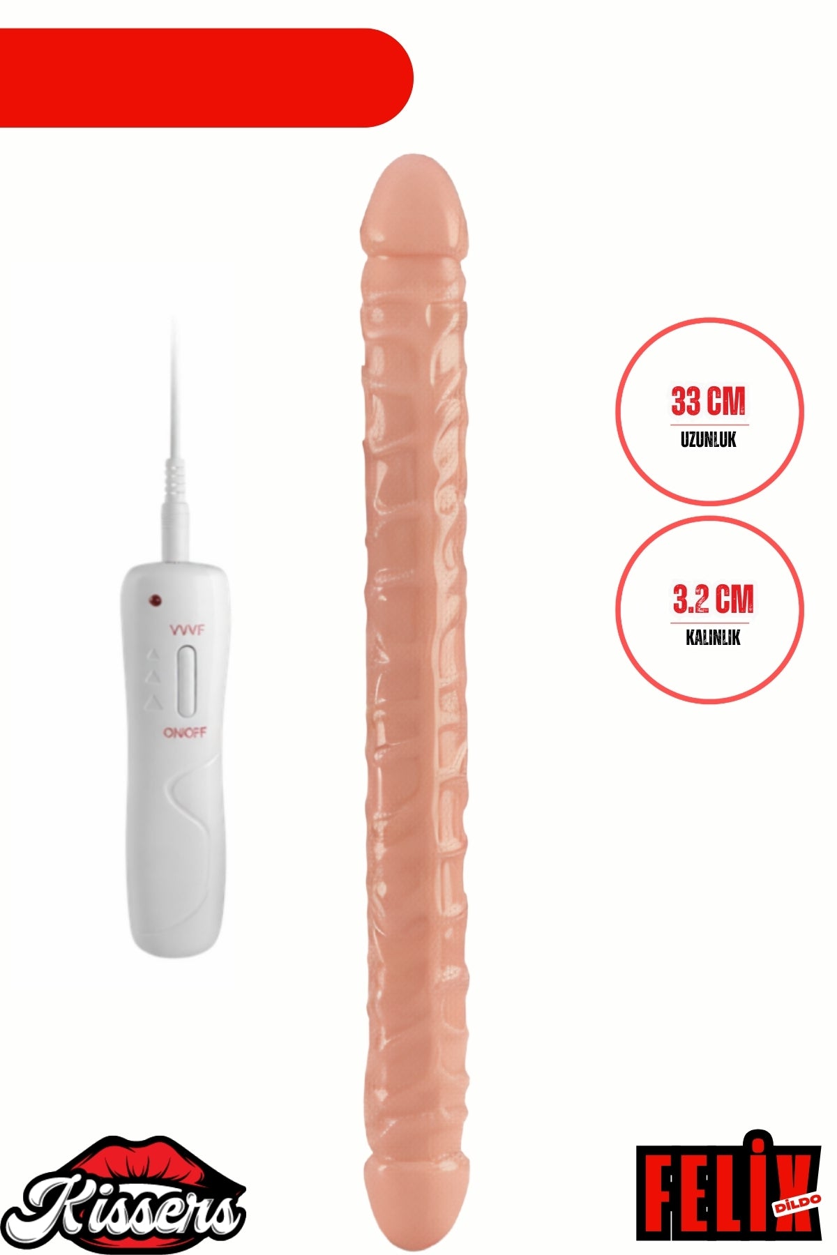 Gerçekçi Realistik Çift Taraflı Titreşimli Lezbiyen Dildo 33 Cm