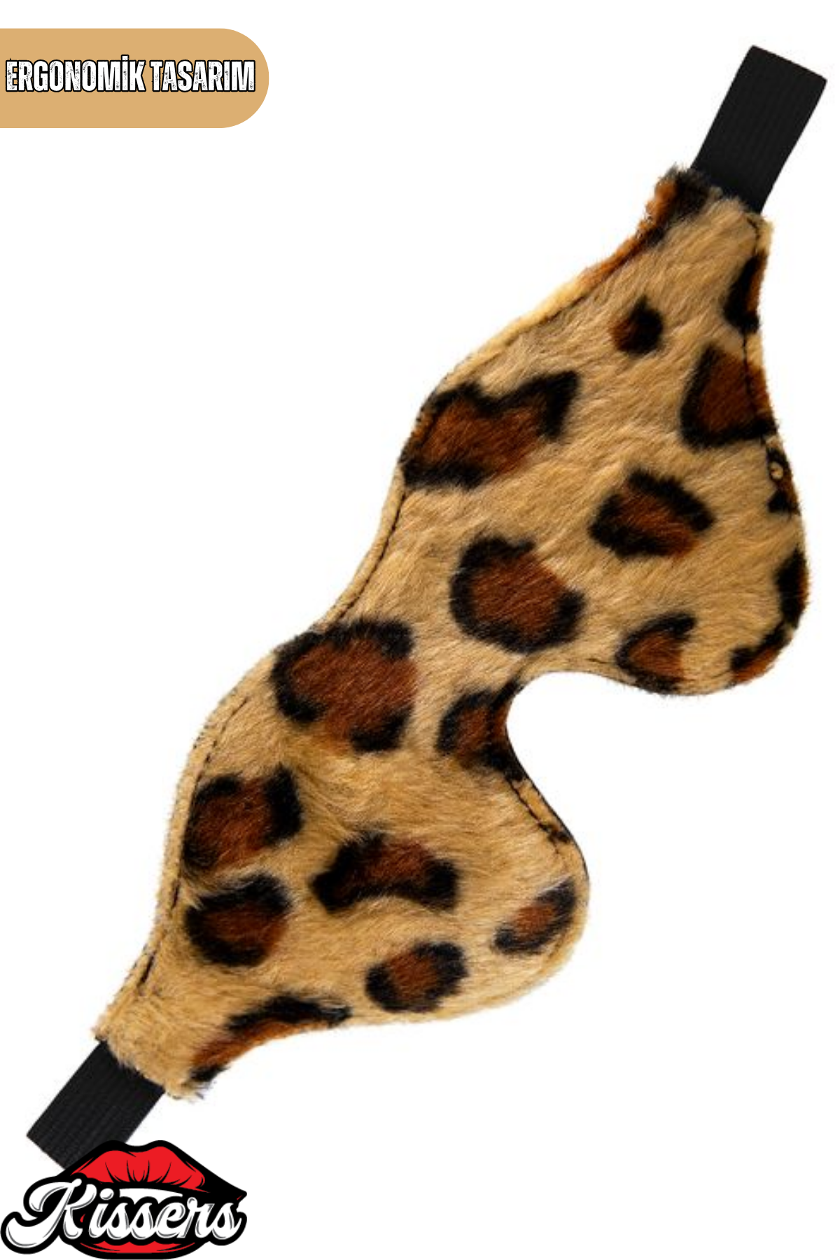 BDSM Fetiş Leopar Desenli PU Deri Göz Maskesi Yumuşak Astarlı Ayarlanabilir