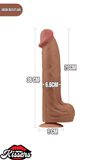 Lovetoy Ultra Realistik Hareketli Deri Çift Katmanlı Melez Renk Dildo Peni 36 cm