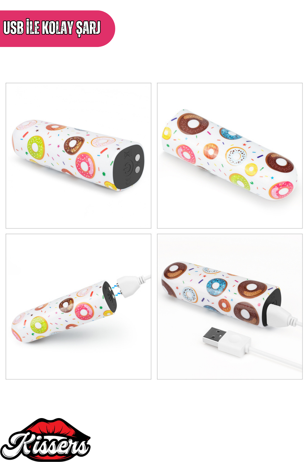 Lovetoy Donut Desenli Şarjlı Mini Vibratör Giyilebilir Güçlü Titreşimli Su Geçirmez Masaj Cihazı