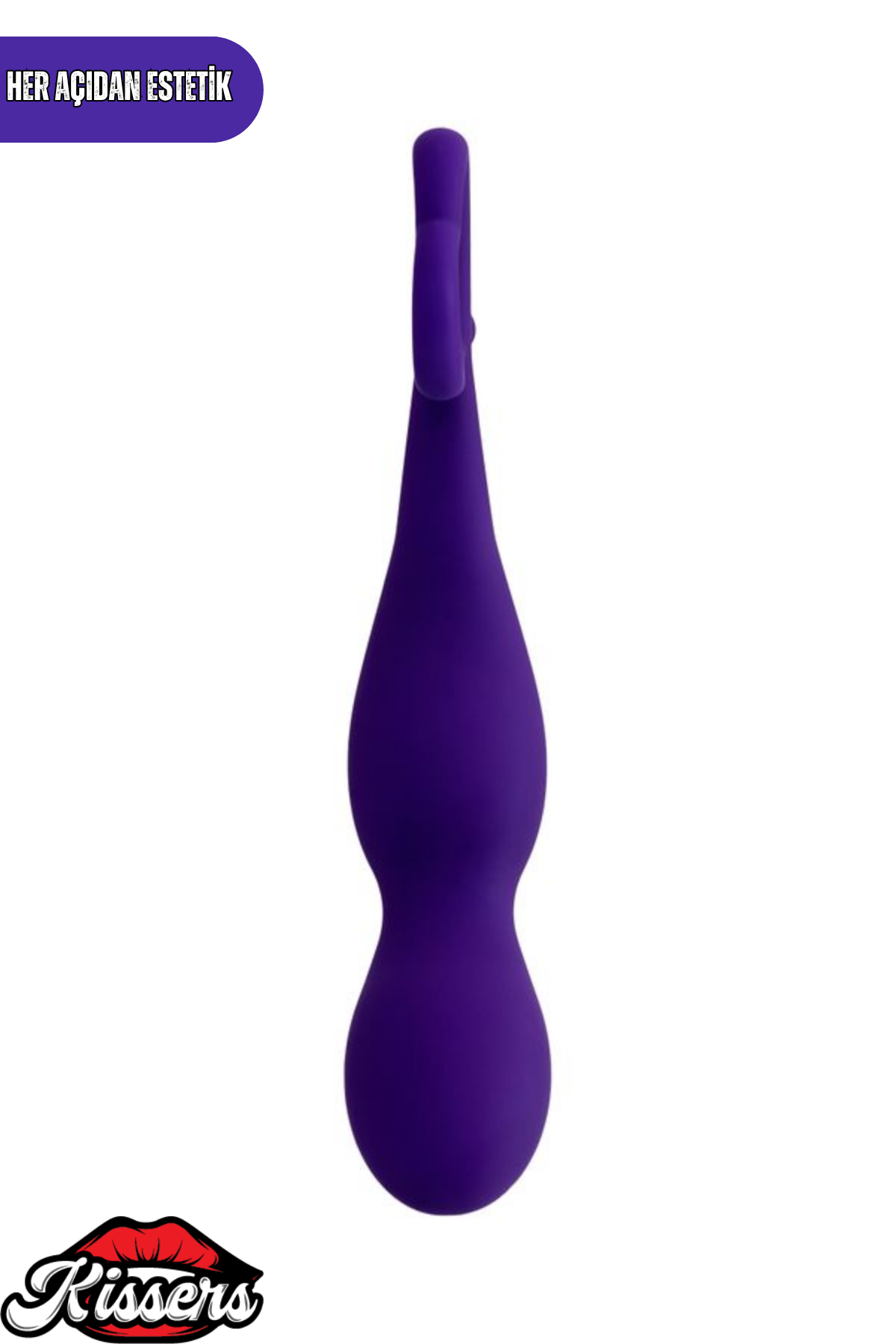 Wlap Kavisli Esnek Silikon Anal Plug 16 cm Mor Kalp Tabanlı Medikal Silikon
