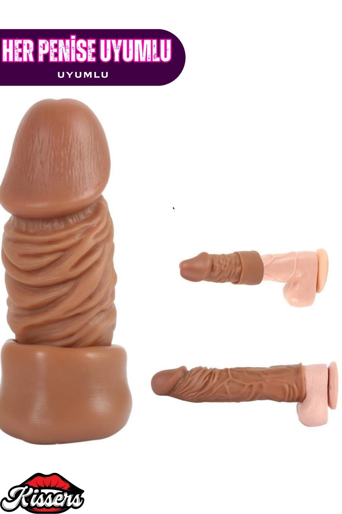Ultra Realistik Damarlı Gerçekçi Görünüm Melez Renk Esnek Yapıda Penis Kılıfı 
