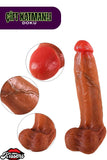 Gerçekçi Damarlı Çift Katmanlı Silikon Gerçekçi Testisli Melez Kalın Mega Boy Dildo Penis 32 Cm Paul