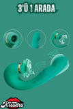 Cinsel Oyuncak G-Spot Uyarıcılı Klitoris Emişli Tıklama Modlu Güçlü Titreşimli 3 in 1 Vibratör